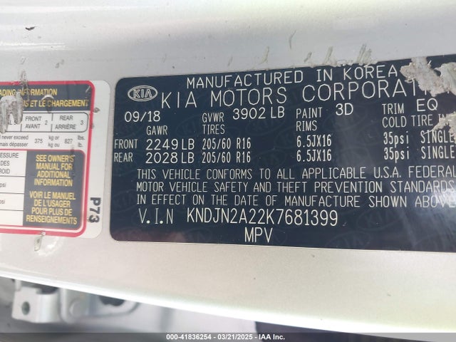 KIA g gdi 2019 KNDJN2A22K7681399 Image 9