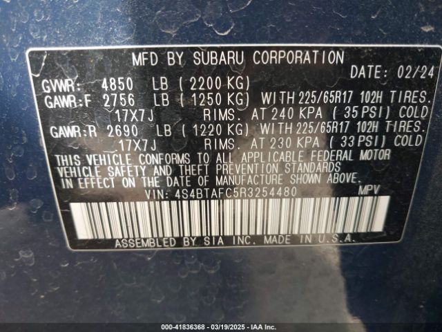 4S4BTAFC5R3254480 Subaru Outback Premium
