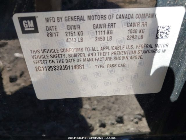 2G1105S30J9114881 Chevrolet IMPALA 1LT