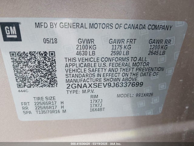 Chevrolet EQUINOX LT 2018 2GNAXSEV9J6337699 Image 9