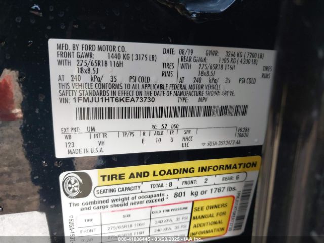 1FMJU1HT6KEA73730 Ford Expedition Xlt