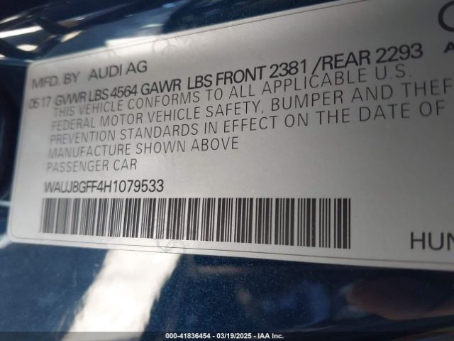 WAUJ8GFF4H1079533 Audi A3 2.0t Premium