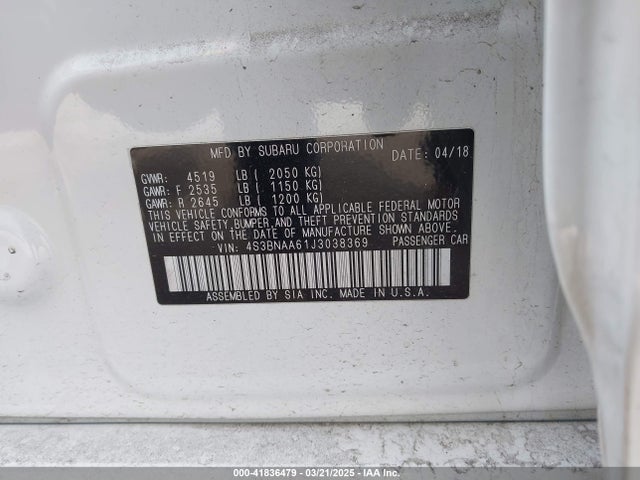 Subaru u5 2018 4S3BNAA61J3038369 Image 9