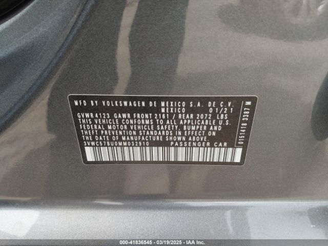 3VWC57BU0MM032910 Volkswagen Jetta 1.4t R-line/1.4t S/1.4t Se
