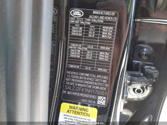 2022 LAND ROVER RANGE ROVER EVOQUE SALZJ2FX1NH176951 Photo 8
