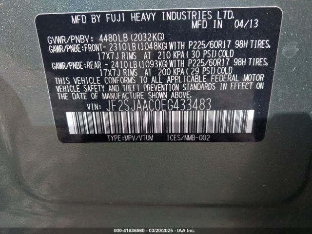 JF2SJAAC0EG433483 Subaru Forester 2.5i