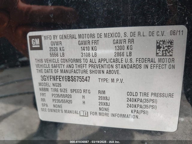 2011 CADILLAC SRX 3GYFNFEY6BS675547 Photo 8