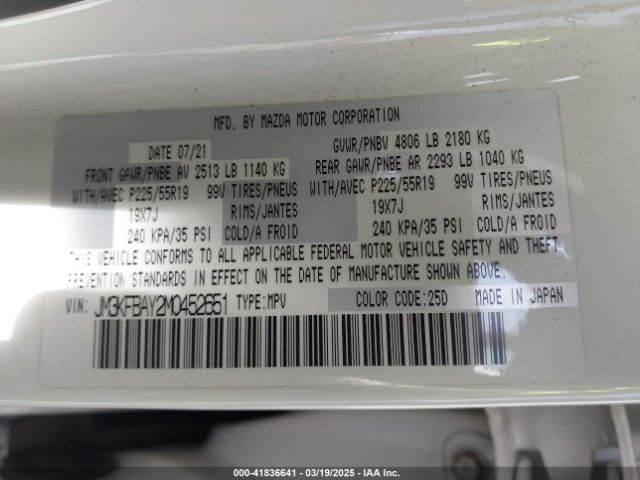 JM3KFBAY2M0452651 Mazda Cx-5 Grand Touring Reserve