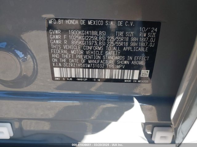 3CZRZ1H5XSM731032 Honda Hr-v 2wd Sport