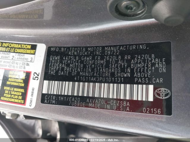 4T1G11AK3PU101131 Toyota CAMRY SE