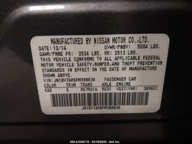 JN1BV7AR6FM398836 Infiniti Q50 Premium
