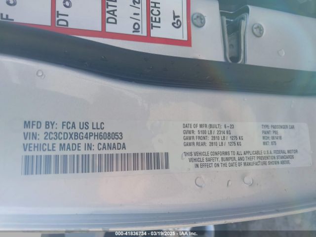 2C3CDXBG4PH608053 Dodge Charger Sxt