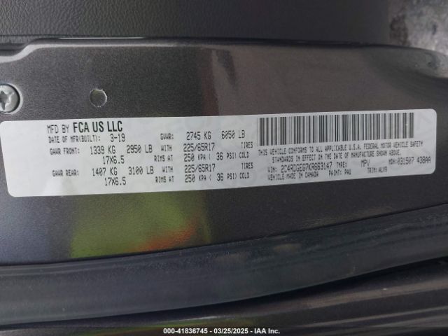 2C4RDGEG7KR663147 Dodge Grand Caravan Gt
