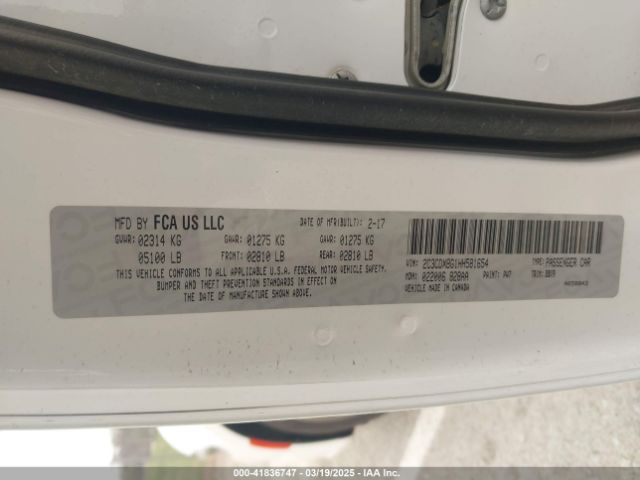 2C3CDXBG1HH581654 Dodge Charger Se Rwd