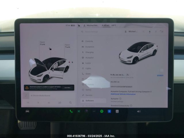 5YJ3E1EAXMF908601 Tesla Model 3 Standard Range Plus Rear-wheel Drive
