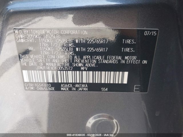 JTMZFREV2FJ053512 Toyota RAV4 LE