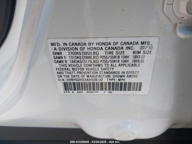 2010 ACURA MDX 2HNYD2H23AH528132 Photo 8