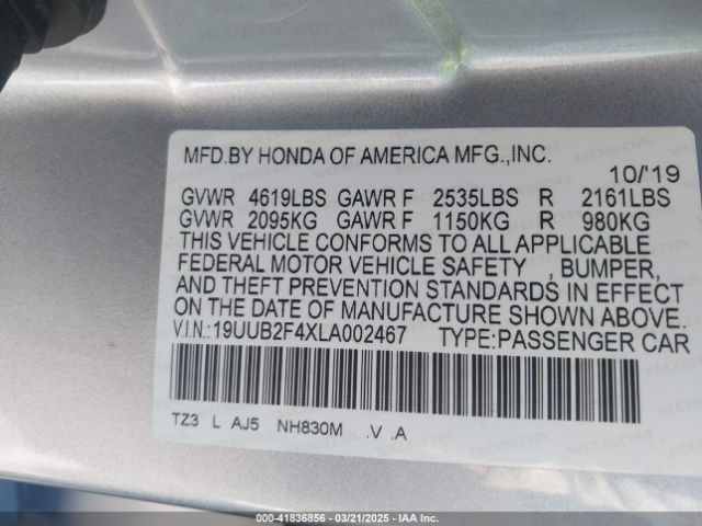 19UUB2F4XLA002467 Acura Tlx Tech Package