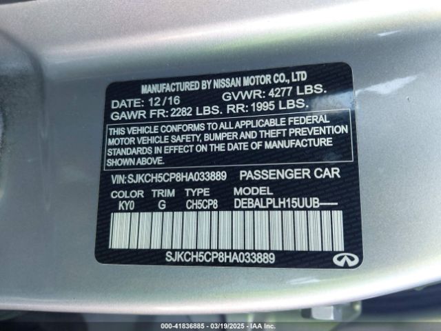 2017 INFINITI QX30 SJKCH5CP8HA033889 Photo 8