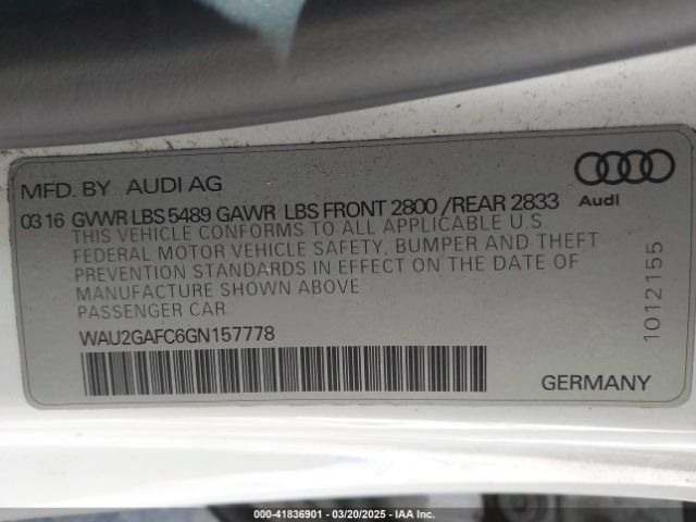 WAU2GAFC6GN157778 Audi A7 3.0t Premium Plus
