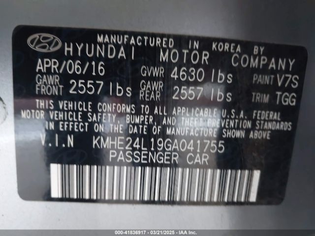 KMHE24L19GA041755 Hyundai Sonata Hybrid Se