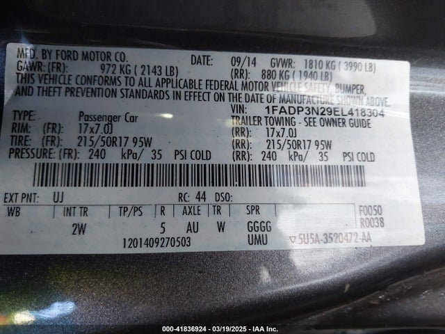 Ford Focus Titanium 2014 1FADP3N29EL418304 Image 9