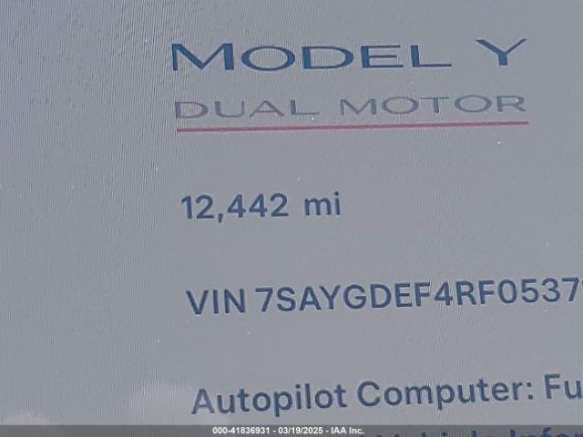 7SAYGDEF4RF053711 Tesla Model Y Performance Dual Motor All-wheel Drive