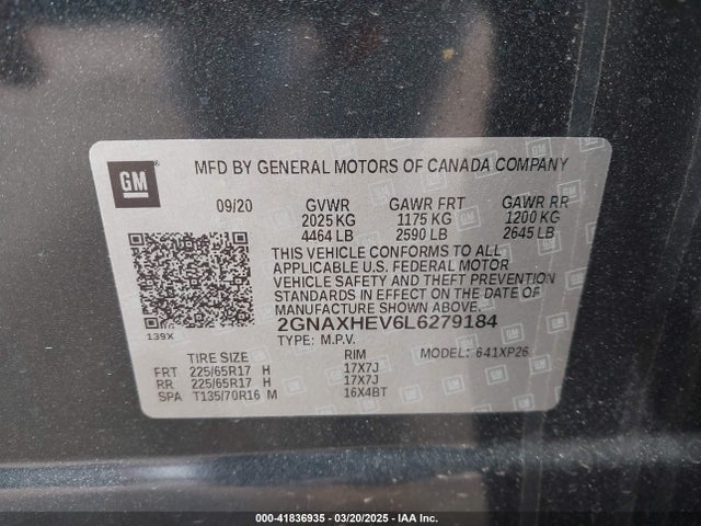 2GNAXHEV6L6279184 Chevrolet Equinox Fwd Ls