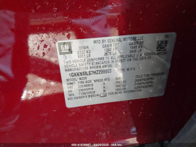 1GKKNMLS7HZ299903 GMC Acadia Slt-1