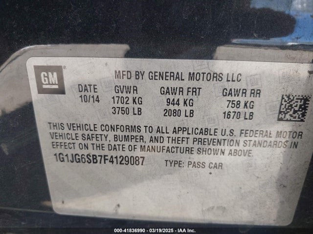 1G1JG6SB7F4129087 Chevrolet Sonic Rs Auto