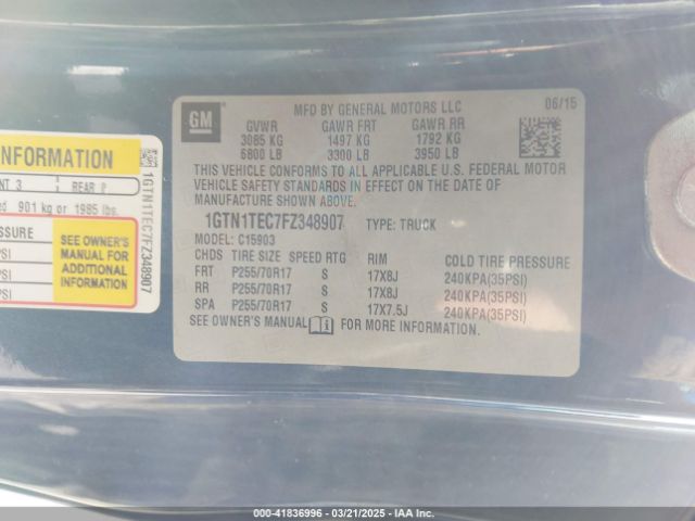 1GTN1TEC7FZ348907 GMC SIERRA 1500