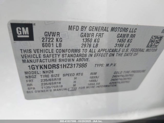 2017 CADILLAC XT5 1GYKNDRS1HZ317986 Photo 8
