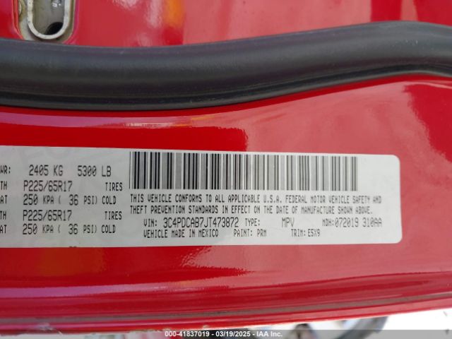 3C4PDCAB7JT473872 Dodge JOURNEY SE