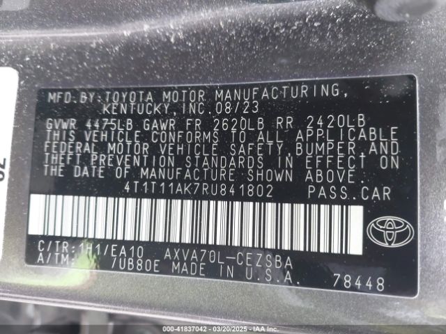 4T1T11AK7RU841802 Toyota CAMRY SE