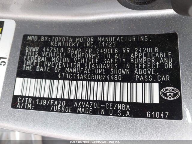 Toyota CAMRY LE 2024 4T1C11AK0RU874480 Image 9