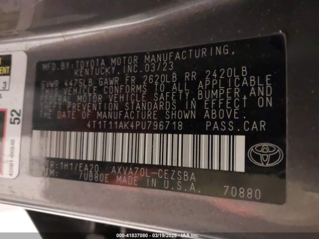 4T1T11AK4PU796718 Toyota CAMRY SE