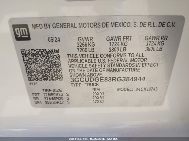 3GCUDGE83RG384944 Chevrolet Silverado 1500 4wd  Standard Bed Ltz