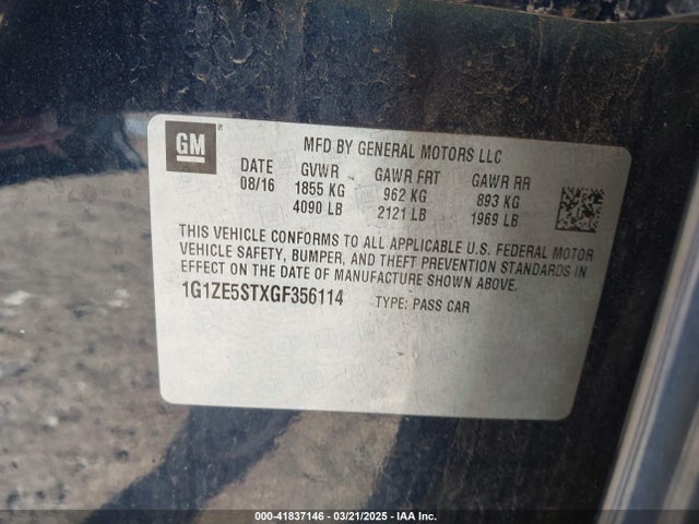 1G1ZE5STXGF356114 Chevrolet lfv - di: direct injection, vvt, gen1 gmna