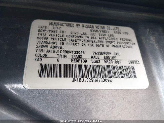 JN1BJ1CR9HW133096 Nissan Rogue Sport S
