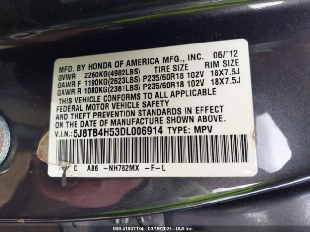 2013 ACURA RDX 5J8TB4H53DL006914 Photo 8