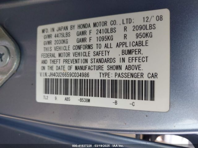 2009 ACURA TSX JH4CU26659C034986 Photo 8