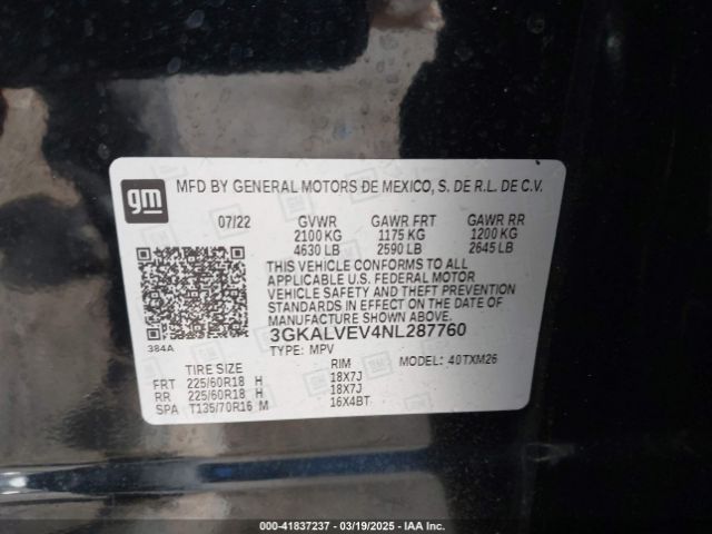 3GKALVEV4NL287760 GMC Terrain Awd Slt