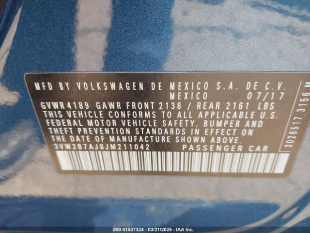 3VW2B7AJ8JM211042 Volkswagen Jetta 1.4t S