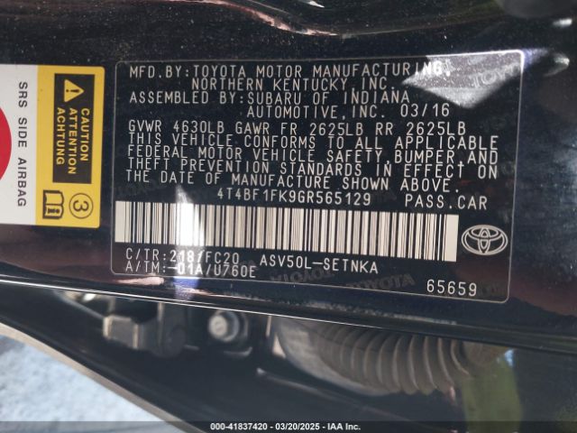 4T4BF1FK9GR565129 Toyota CAMRY LE