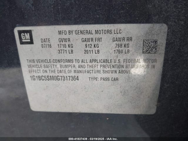 1G1BC5SM0G7317364 Chevrolet Cruze Ls Auto