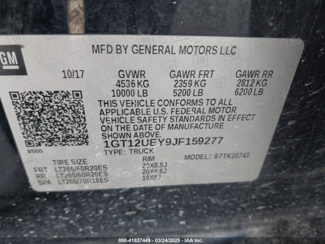 1GT12UEY9JF159277 GMC Sierra 2500hd Denali