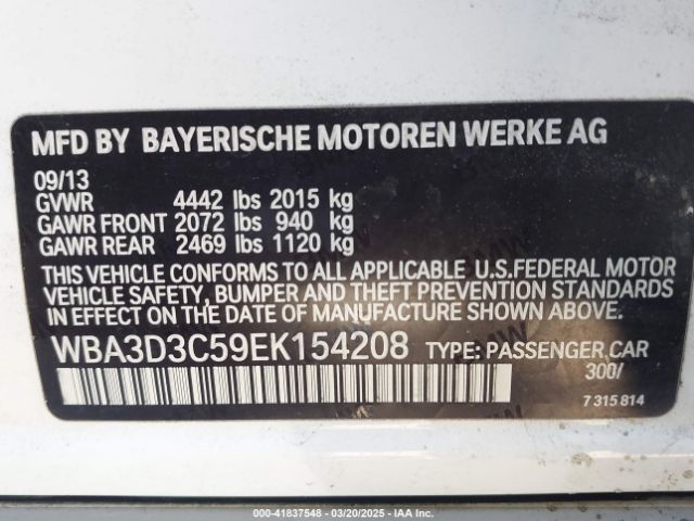 WBA3D3C59EK154208 BMW 328D