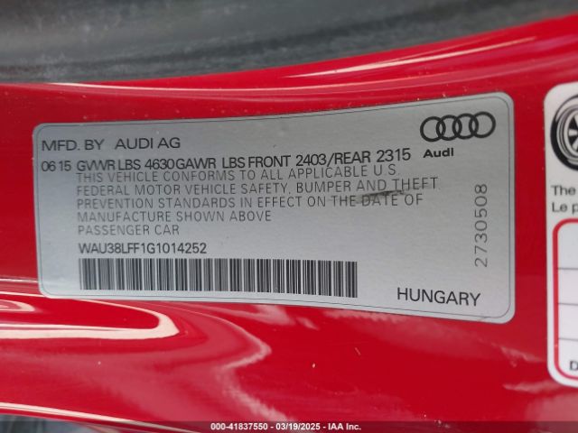 WAU38LFF1G1014252 Audi A3 2.0t Premium