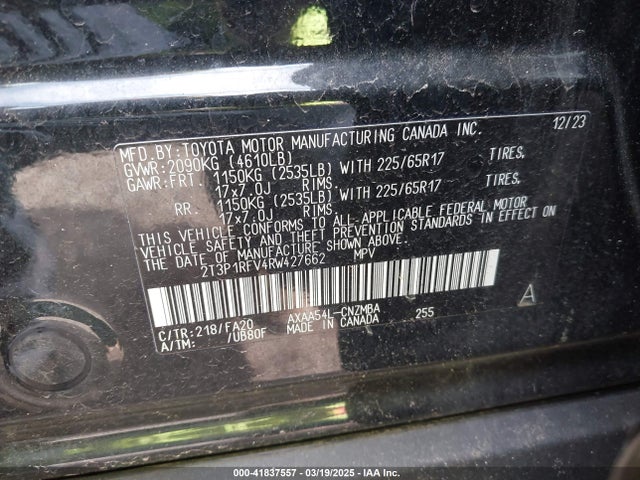 2T3P1RFV4RW427662 Toyota Rav4 Xle