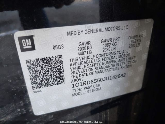 1G1RD6S50JU142682 Chevrolet Volt Premier